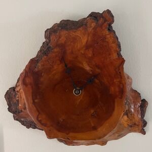Vintage Wood‎ Live Edge Clock: Retro MCM Wall Decor (15"x 14")
